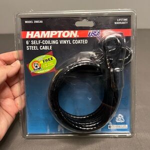 Hampton 6’ Self Coiling Vinyl Coated Steel Cable Made In USA
